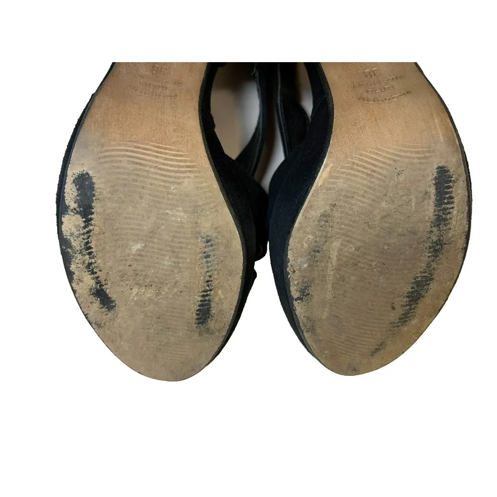 Unlace Strappy Sling Back‎ Sandal Black Suede 1